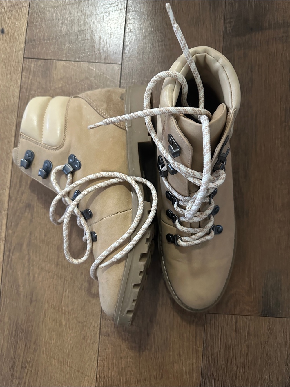 Tan Hiker Boots with Rope Laces